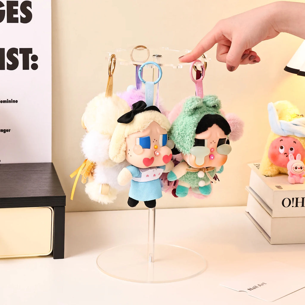 1pc transparent acrylic for Labubu display stand  360 ° rotating plush toy pendant blind keychain organizer jewelry organizer