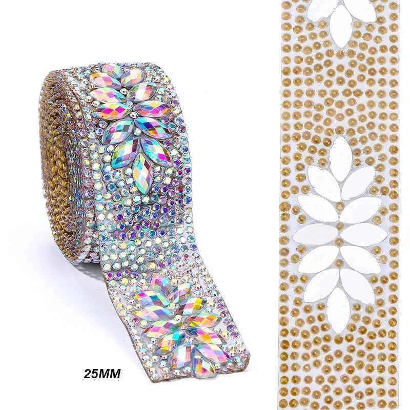 Ducrystal 1Yard Motif Rhinestone Chain AB Color Horse eye Crystal Rhinestone Ribbon for DIY Shoes, bags, Dresses Decoration