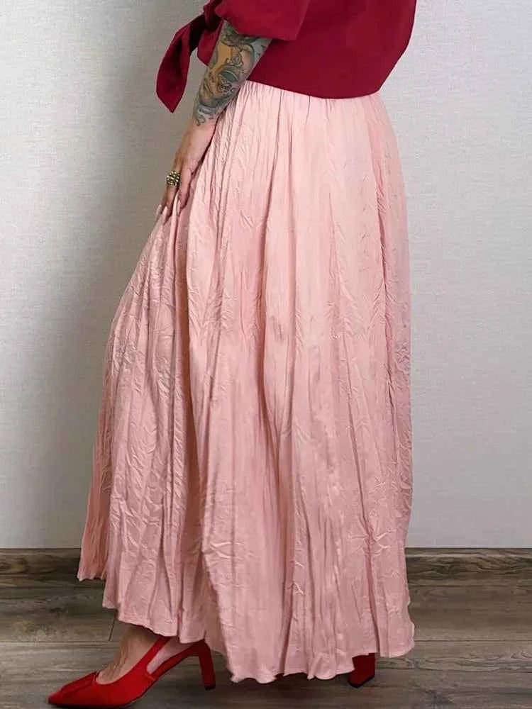 KarSaNy Long Pleated Skirts For Woman High Waist Large Hem White Skirt Summer Women's A Line Maxi Skirts For Women 2026 Long