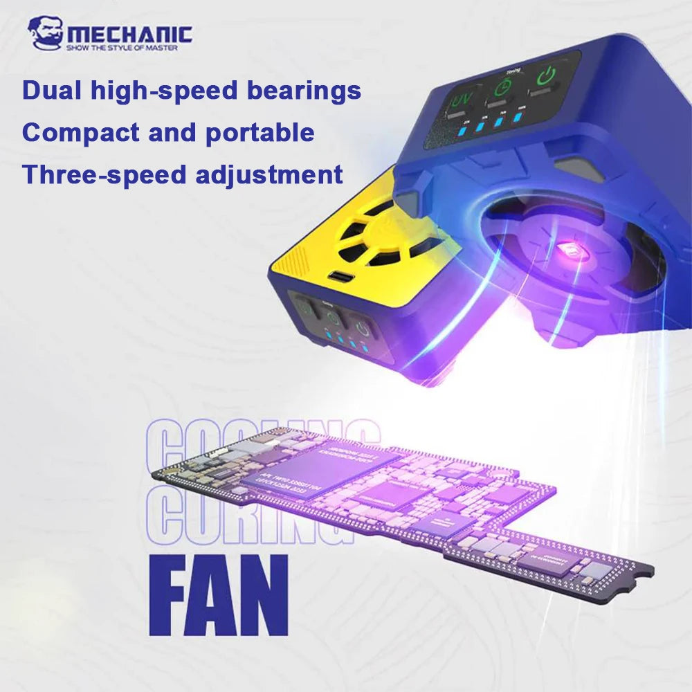 MECHANIC CUV-3 Cooling Curing Fan 3S cooling for Motherboard Fast Heat Dissipation UV Curing Soldering Smoke Exhaust Fan Tools
