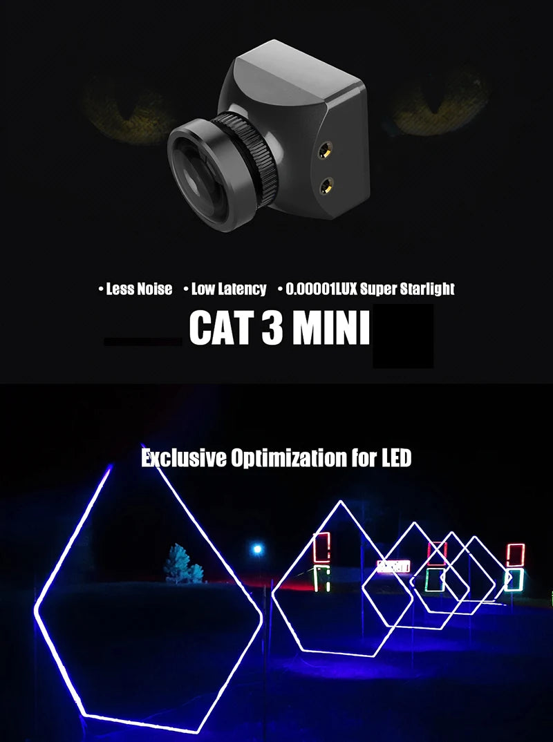Foxeer Mini Cat / Micro Cat 4 1200TVL Starlight 0.00001Lux FPV Camera Low Latency Low Noise FPV Camera For RC FPV Racing Drone