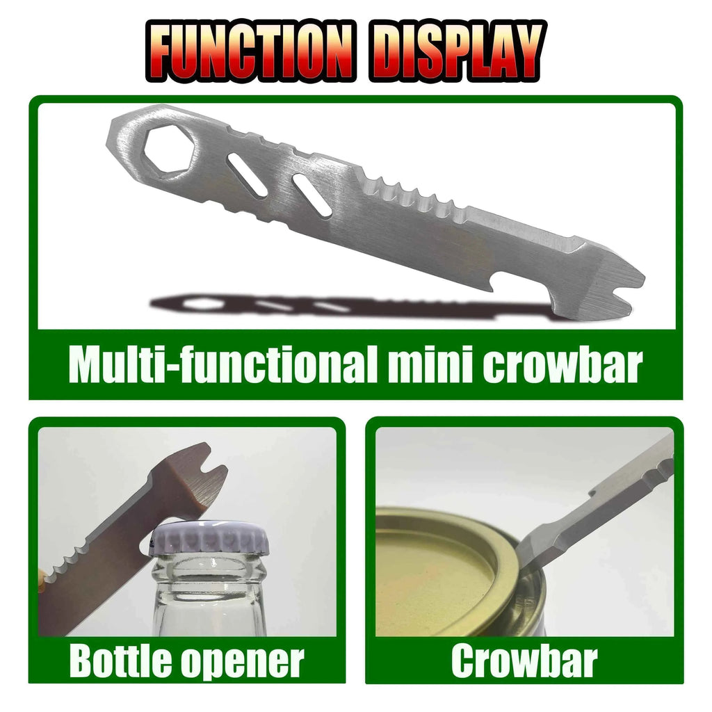 Mini stainless steel crowbar, multi-function Allen wrench, Bottle opener , portable outdoor camping Edc tool