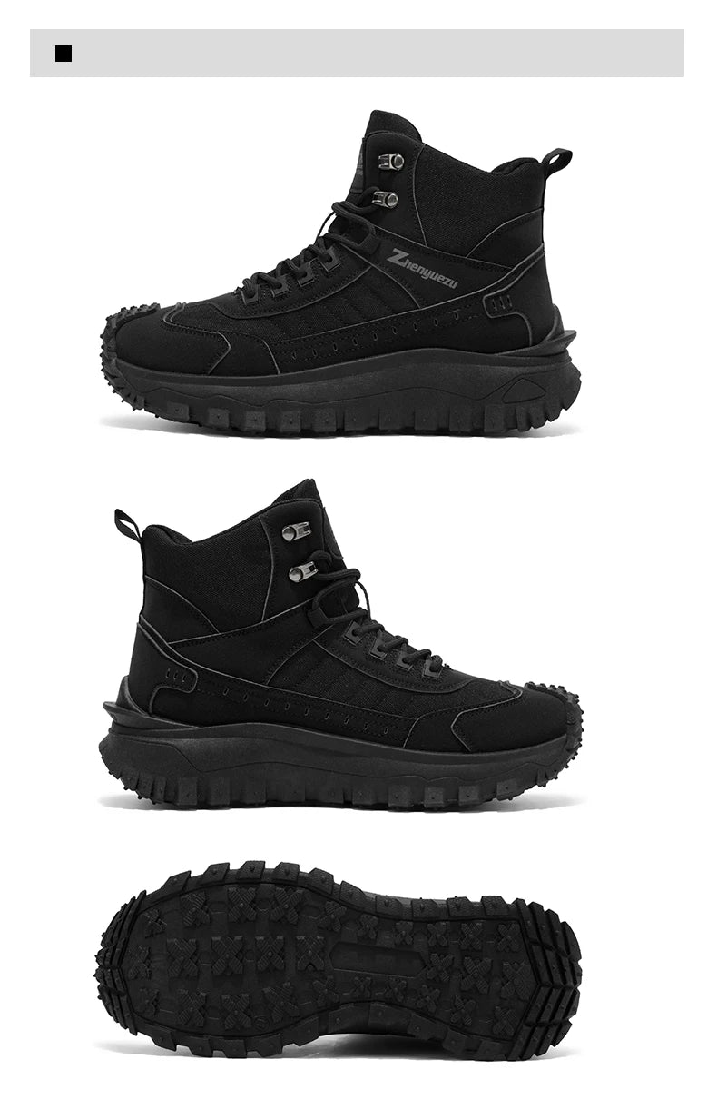 2026 New Outdoor Boots Men's High Top Thick Bottom Tactical Shoes Large Size 47 Hiking Sports Workwear Shoes 48 Casual Style