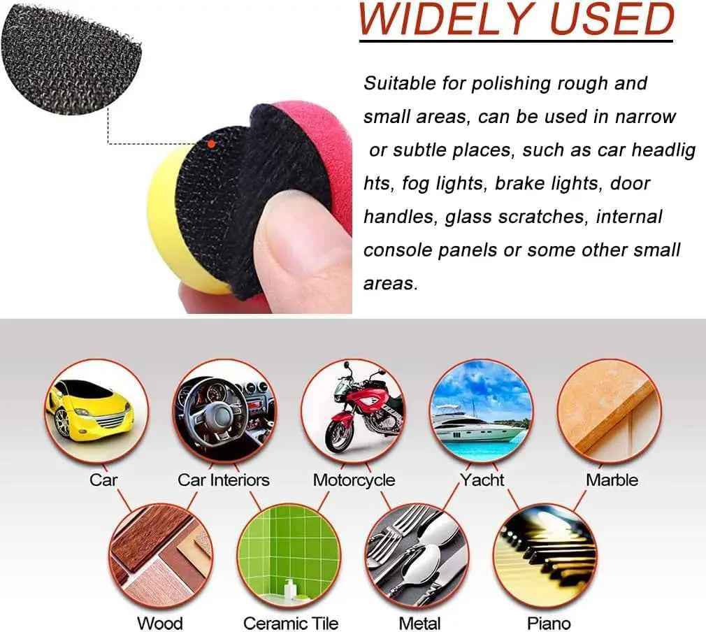 22Pcs Mini Buffing Polishing Pads Kit, Car Details Mini Polisher Foam Pads for Drill Rotary Tool Buffer Tight Area Paint Polish