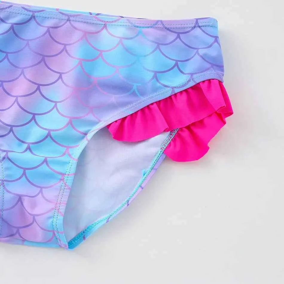 2-10Y New Fashion Kid Rainbow Design Bikini Set Lovely Two Pieces Child Swimwear Cute Girl Flouncing Swimsuit Summer Beachwear