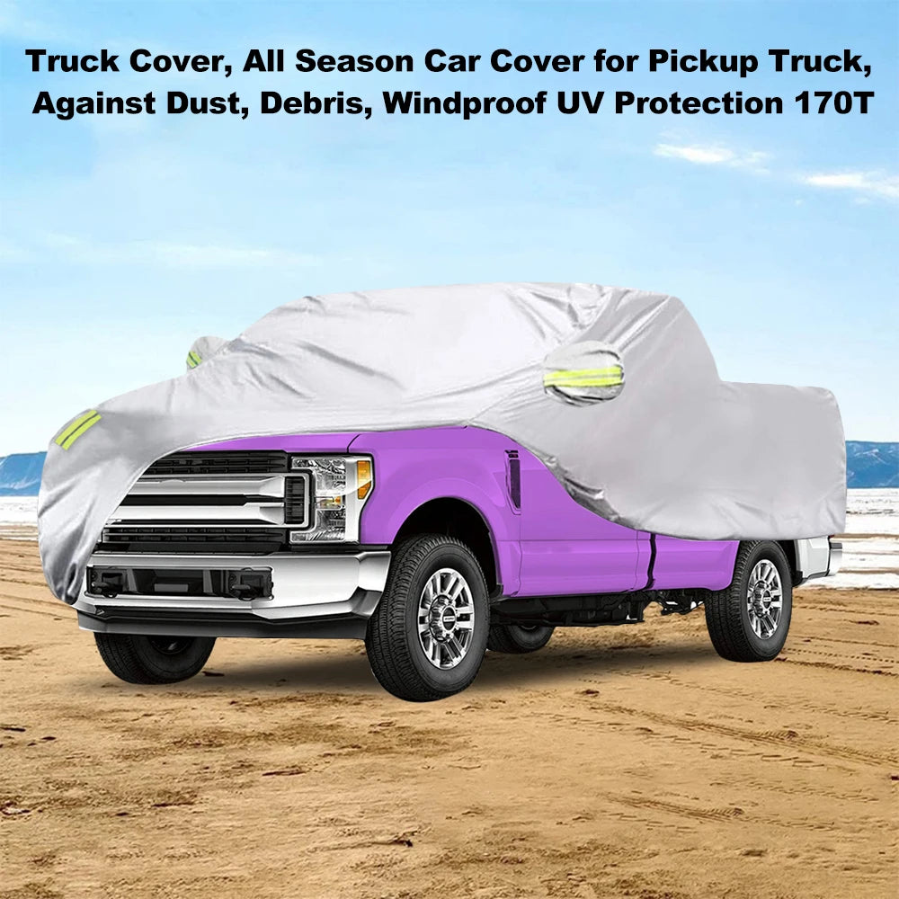 Truck Cover All Season Car Cover for Pickup Truck Against Dust Windproof UV Protection Car Cover w/ Fluorescent Reflective Strip