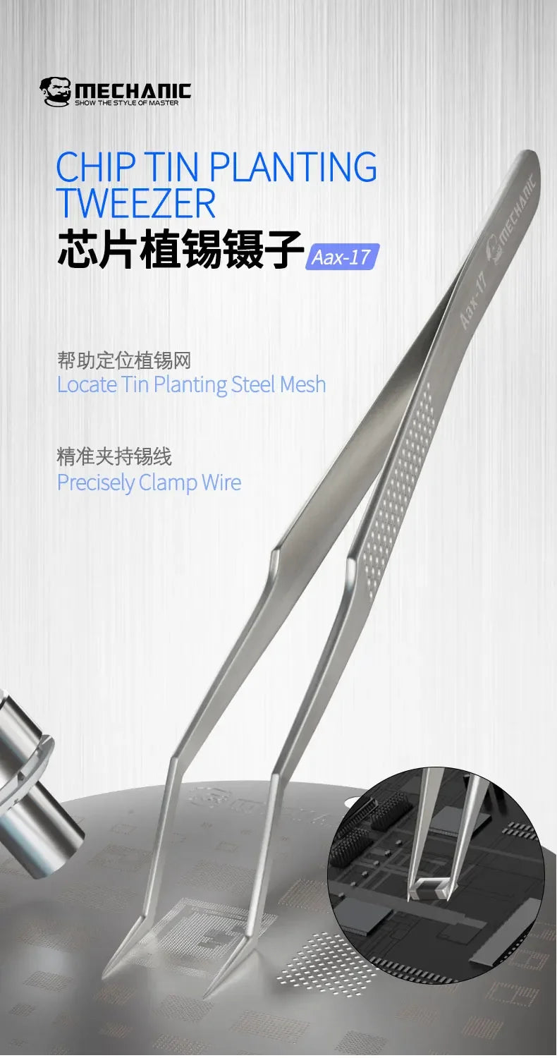 MECHANIC Aax-17 tin positioning tweezers for precise clamping of tin wire, non-slip and wear-resistant, made of steel