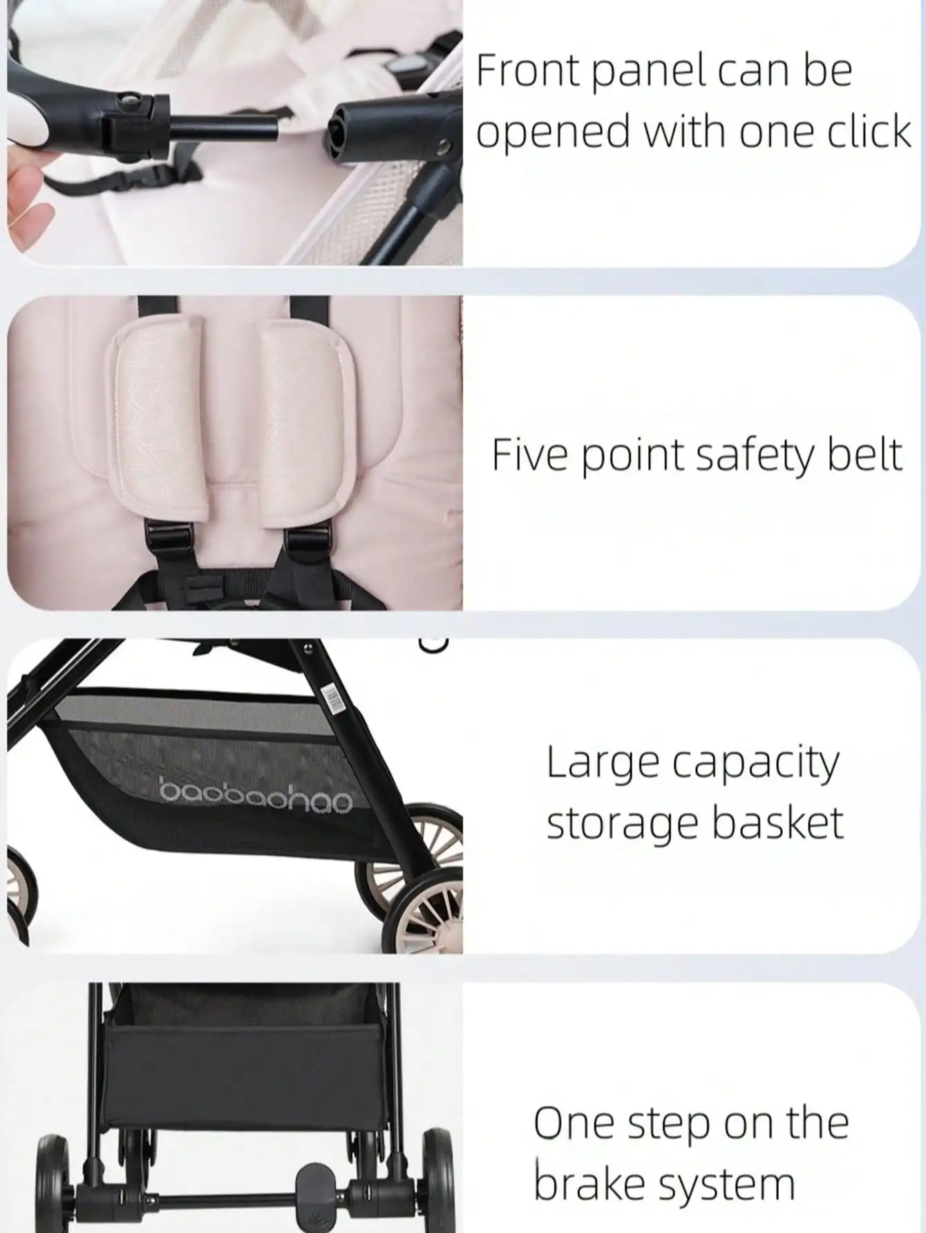 Baby stroller is lightweight, foldable, can sit or lie down, portable baby stroller with mesh design, cool and breathable
