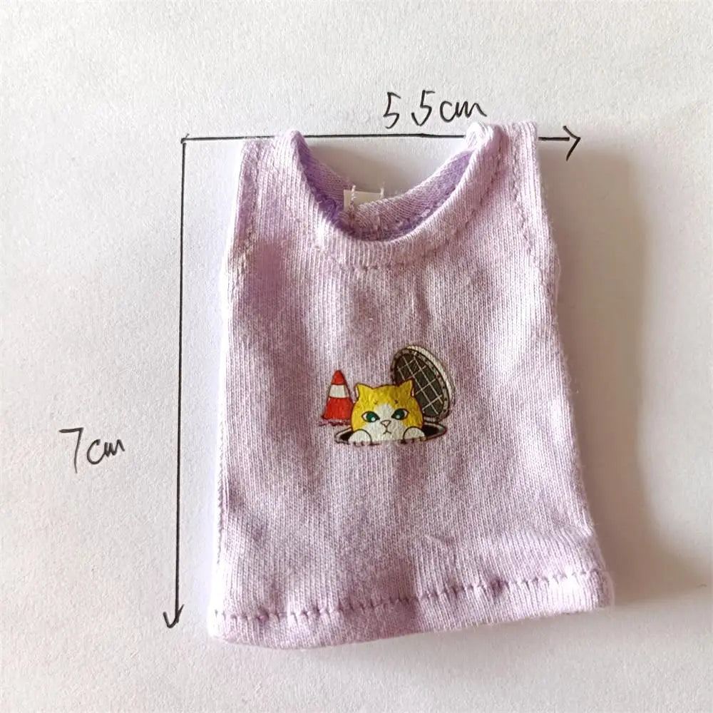 NEW Blyth Clothes T-Shirt Vest   Cute Cat print Vest clothes for Blyth, Momoko, Obistu, Licca , FR 1/6 Dolls Accessories