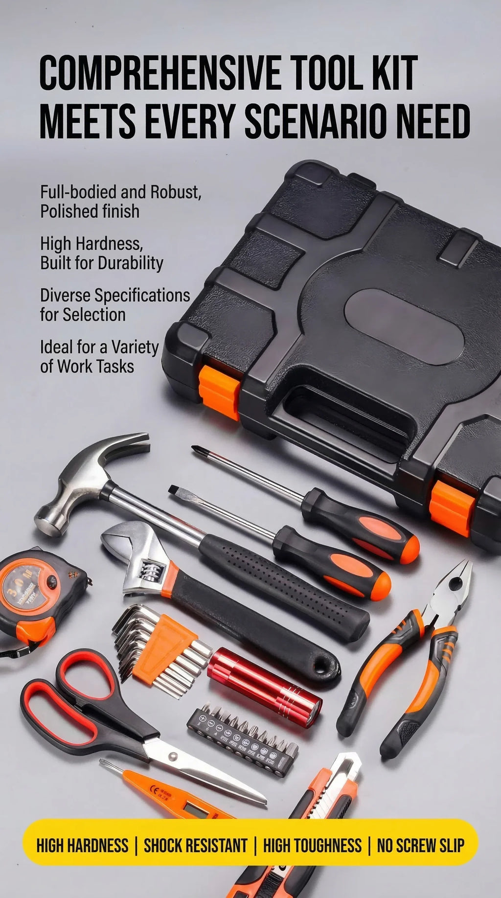 Full Set Household Tool Kit Mini Tool Set Multifunctional with Pliers Wrench Screwdriver Scissors and Combination Tools