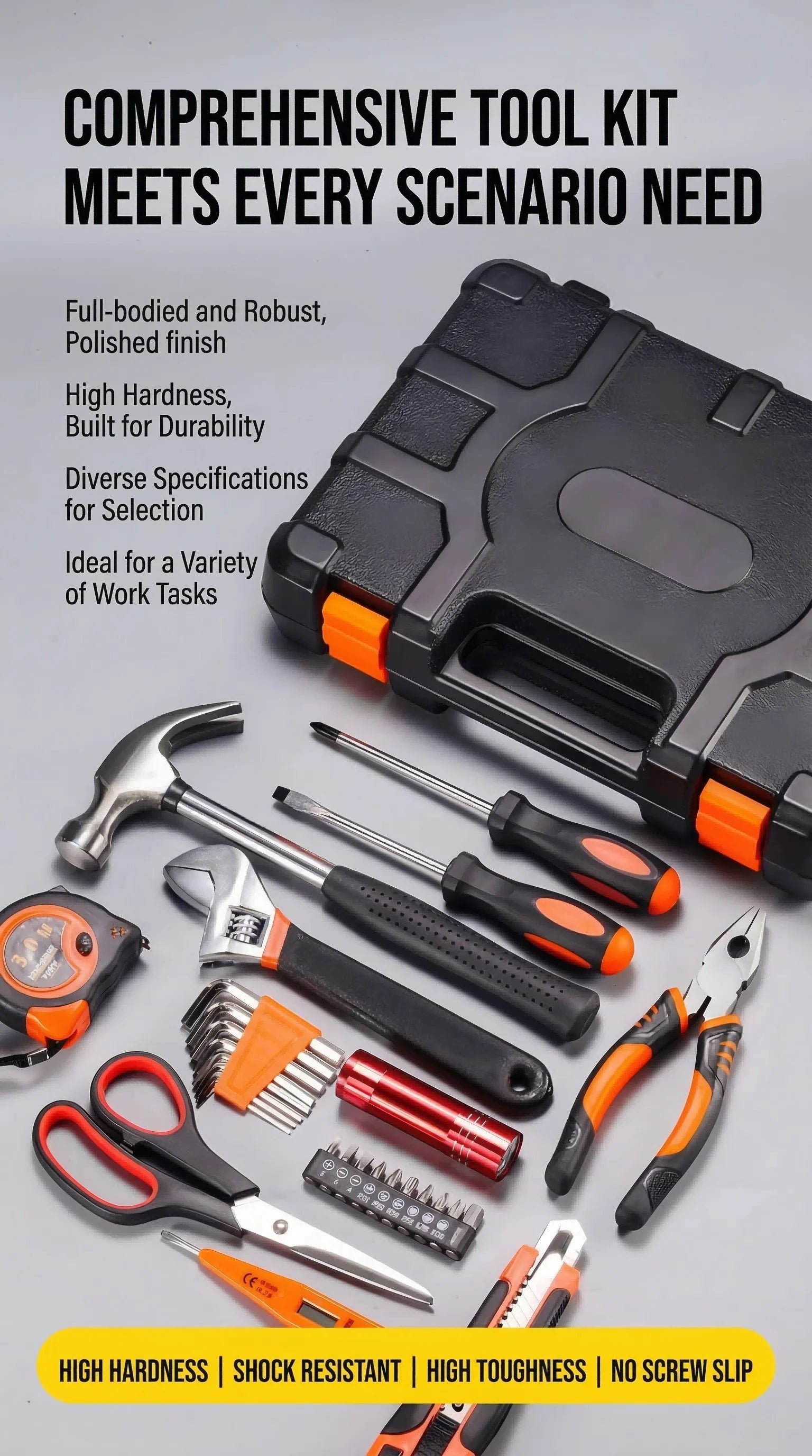 Full Set Household Tool Kit Mini Tool Set Multifunctional with Pliers Wrench Screwdriver Scissors and Combination Tools