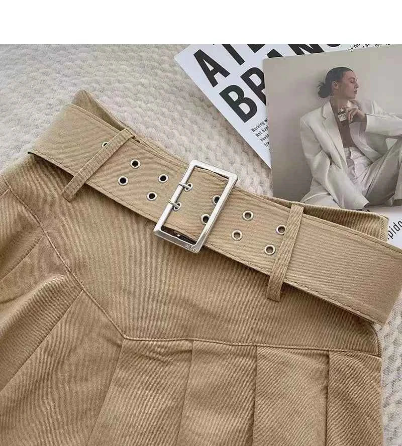 Pleated Skirts Women Korean Style Fashion High Waist Hotsweet Solid All-match Summer Students Chic Streetwear Vintage Popular
