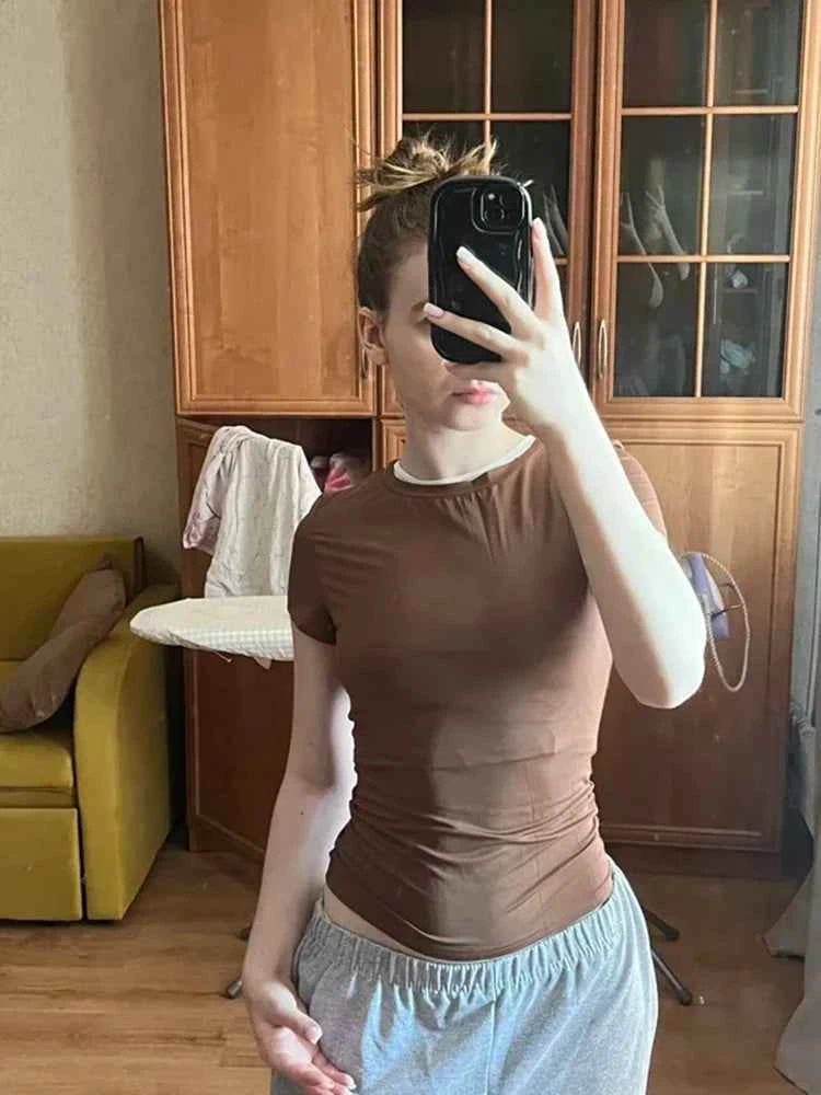 y2k Clothes crop tops Summer 2024 Vintage Harajuku T-shirts Solid Color Aesthetic Clothing Women Tube Tops