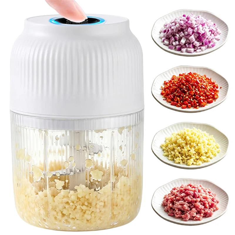 New Electric Garlic Puree Blender Kitchen Mini Food Chopper Meat Grinder With 6 Stainless Steel Blades Small Vegetable Chopper
