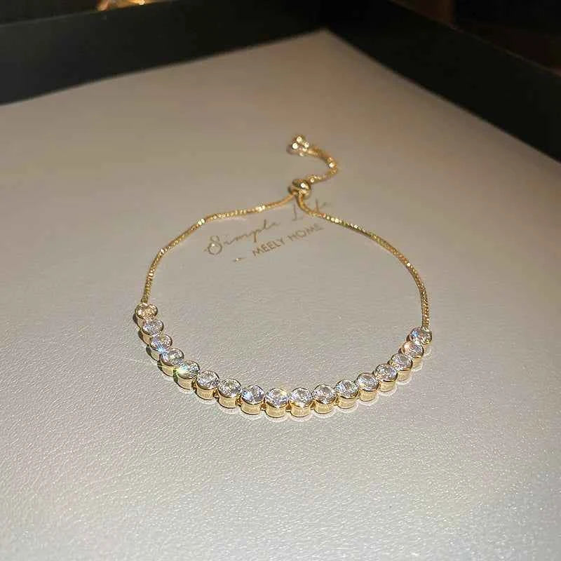 Wave Geometry Adjustable Bracelet Bangle Luxury Fashion Rhinestone Crystal Bracelets Women Wedding Wristband Jewelry
