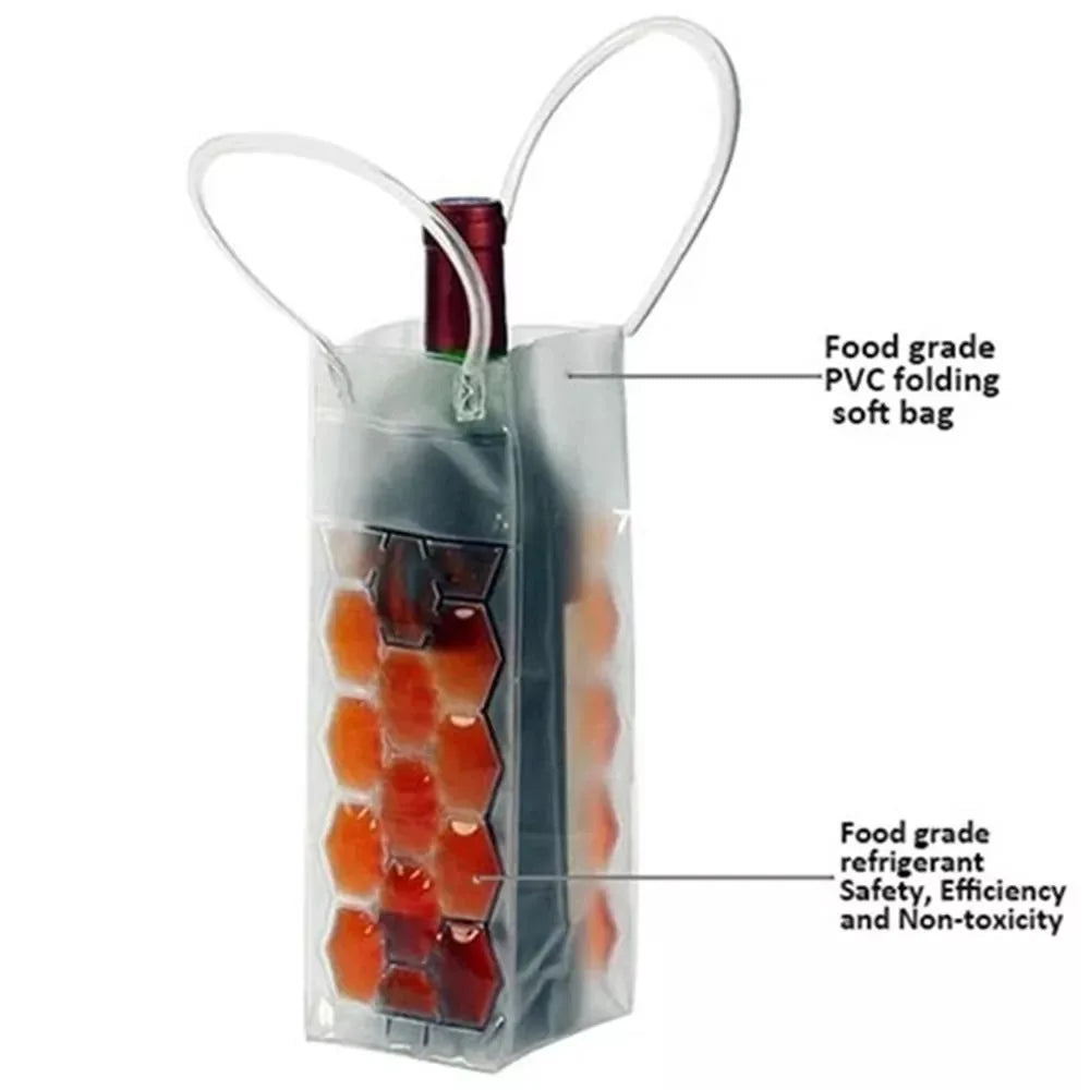Portable Beer Iced Tote Bag Insulated Red Wine Handbag Outdoor Practical Portable PVC Gift Bag Wine Bottle Freezer Bag