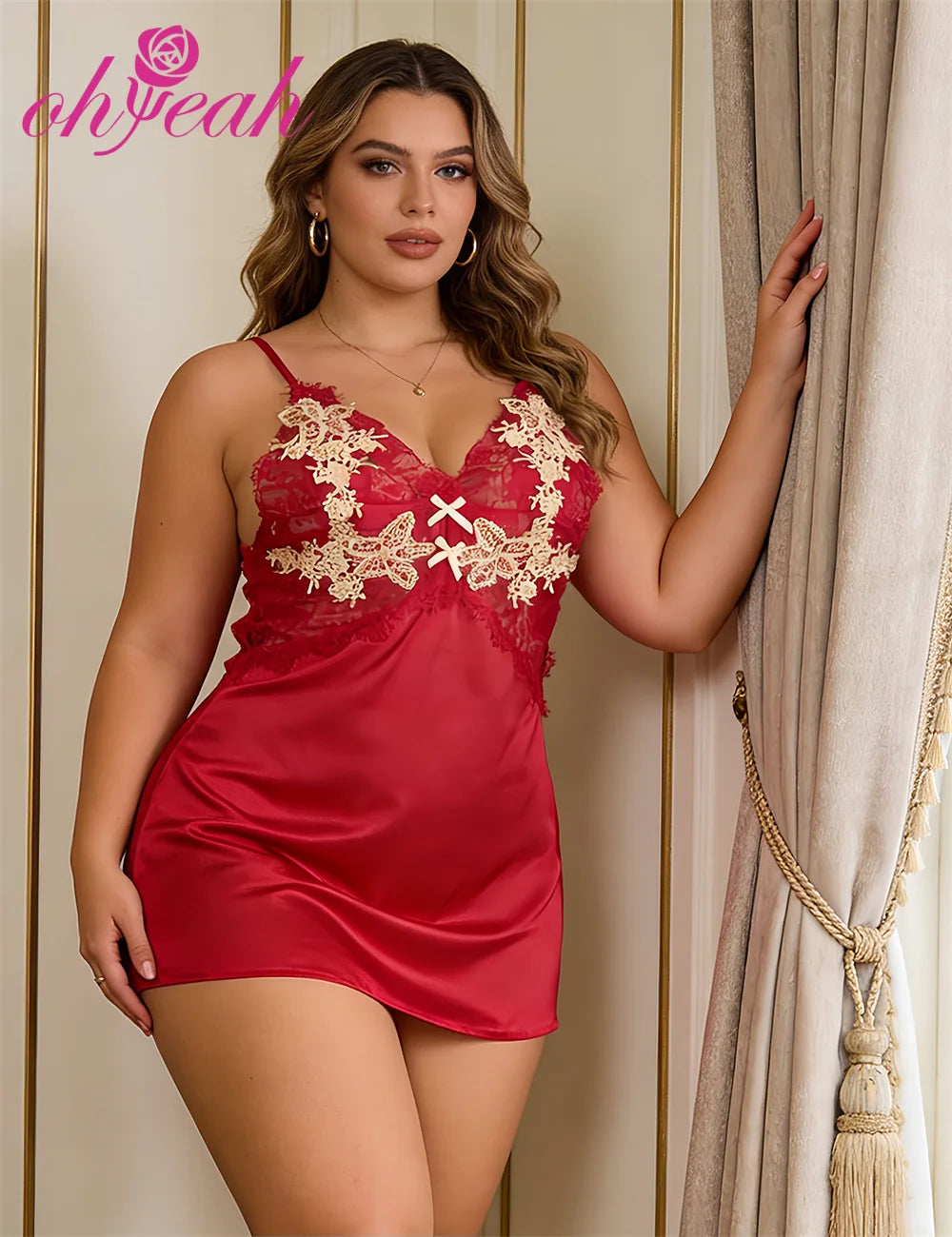 Nightgown Women Babydoll Sexy Home Wear Romantic Nightwear Floral Embroidery Lace Dress Panties Plus Size Sleepwear Lingerie Set