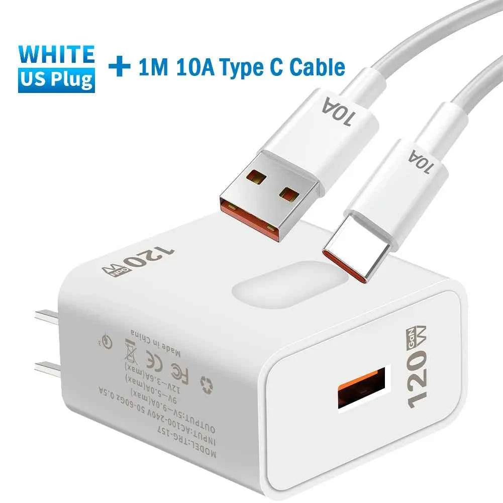 GaN USB Charger Fast Charging Quick Charge 3.0 Type C Cable Mobile Phone Charger Adapter For iPhone Huawei Samsung Xiaomi 14