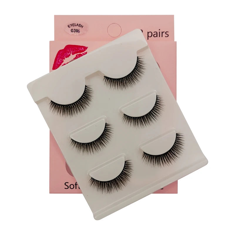 SHIDISHANGPIN 3 pairs 27 styles 3D Faux Mink Hair Soft False Eyelashes Fluffy Wispy Thick Fake Lash Handmade Eyelash Eye Makeup