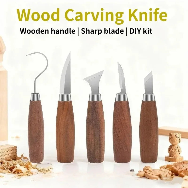 5pcs/Set Tools for Wood Carving Chisel,Woodworking Cutter Hand Tool Set,Professional Wood Carving Knife DIY Peeling Woodcarving