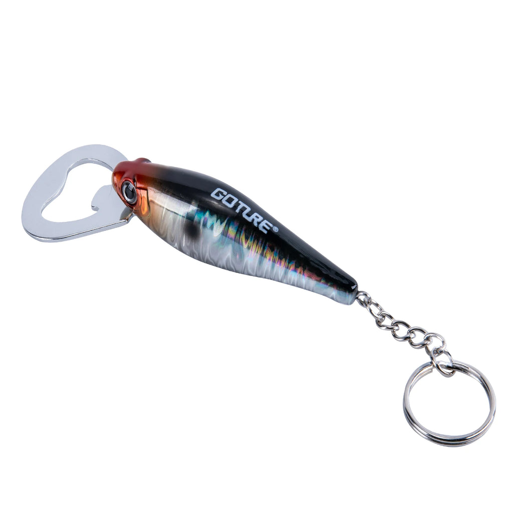 Goture Durable Beer Bottle Opener Fishing Lure Shape Key Design Stainless Steel Flat Speed Bottle Cap Opener for Kitchen Tool