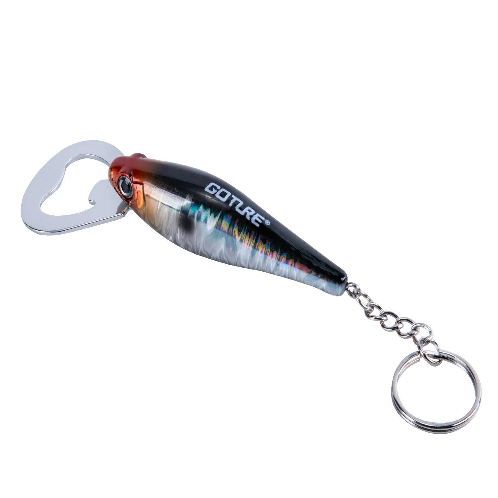 Goture Durable Beer Bottle Opener Fishing Lure Shape Key Design Stainless Steel Flat Speed Bottle Cap Opener for Kitchen Tool