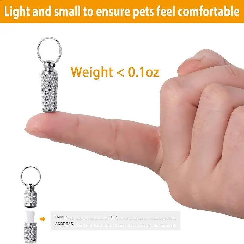 Waterproof Pet ID Capsule Tag – Anti-Lost Collar Keychain