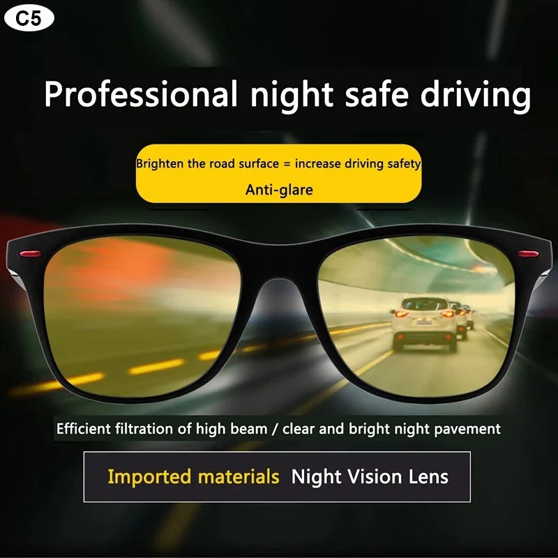 Men's Polarized Night Driving Sunglasses PC Frame