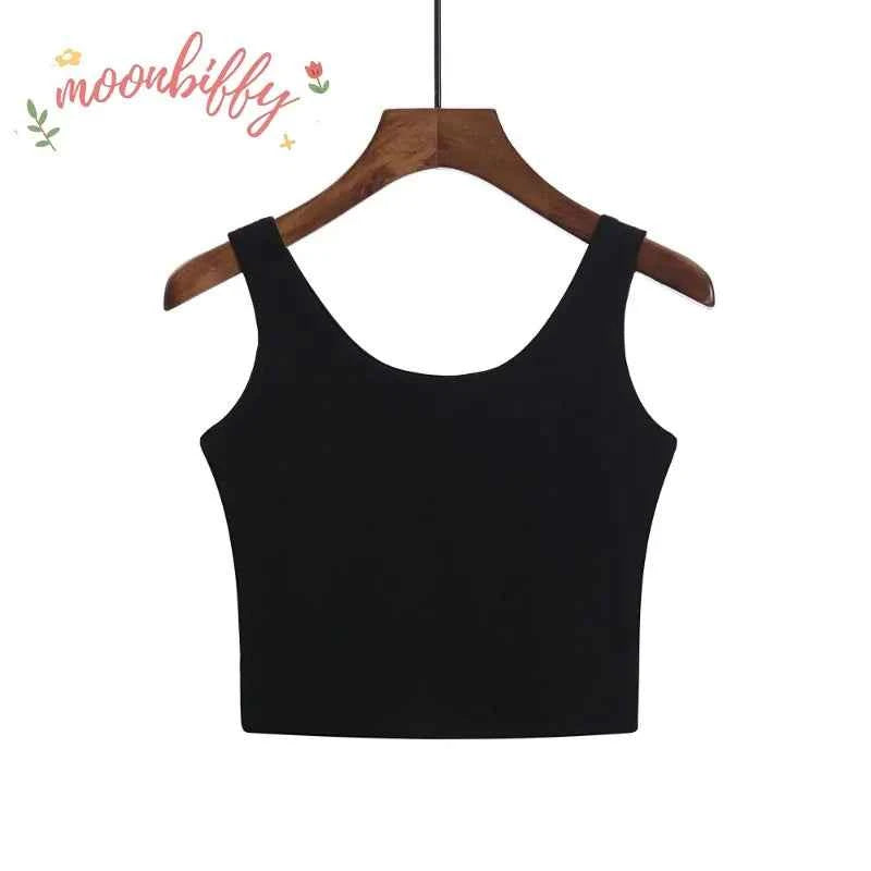 Fashion Sexy Women Candy Colour Tanks Tops Short 100% Cotton Casual Camisole Tube Top Female Sleeveless Cropped Vest