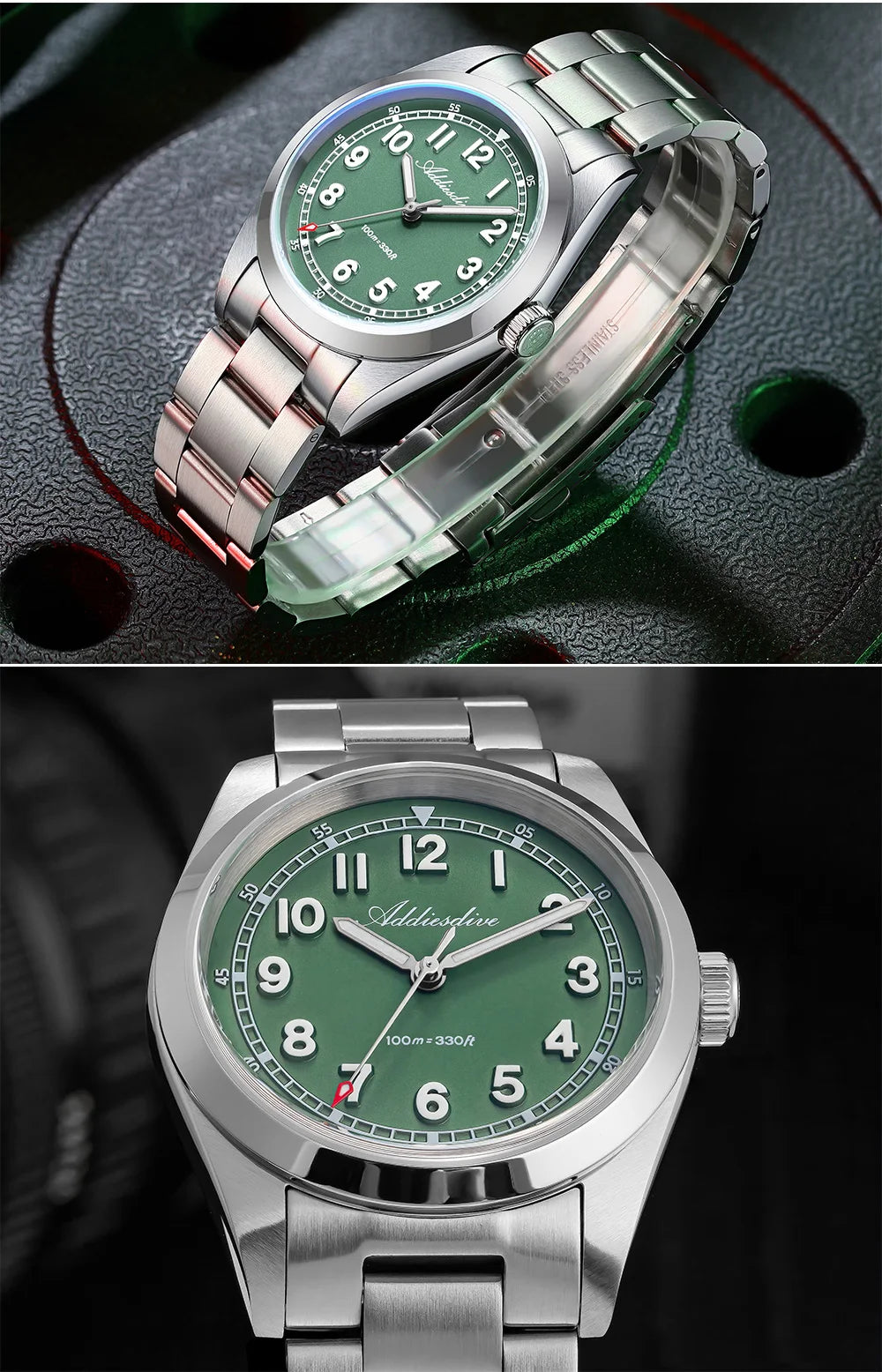 ADDIESDIVE Top Brand Mens Quartz Watch Sapphire Crystal  BGW9 Luminous Waterproof 100m Waterproof Vintage Watches NEW Ultra-thin