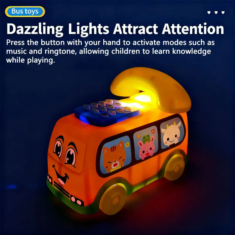 Kids's Telephone Bus Car Montessori Educational Toy for Toddlers over 1 Year Keyboard Intelligence Improvement Car Toys