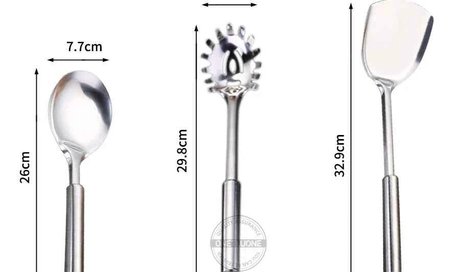 6 Pieces Kictche Cooking Utensil Set Stainless Steel Cookware Set with Organizer Holder Stand Kitchen Cooking Tools