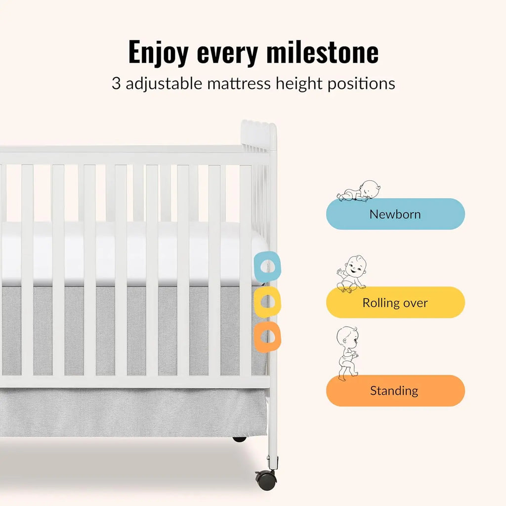 Carson Classic 3-in-1 Convertible Full-Size Baby Crib in White, GreenGuard Gold & JPMA, 4 Mattress Heights, Converts to Day