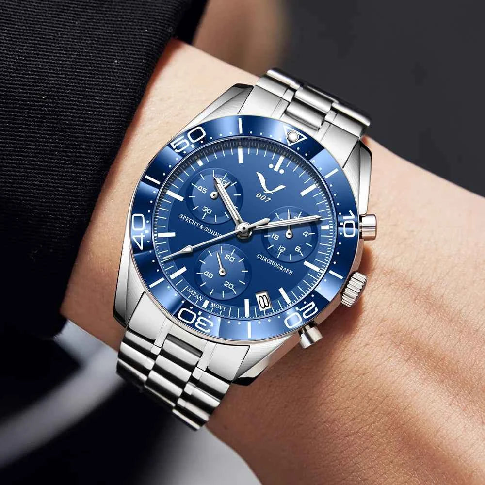 New 007 Specht&Sohne Sports Watches For Men Top Brand Luxury Steel Wrist Watch Fashion Japan VK68 Chronograph Relogio Masculino