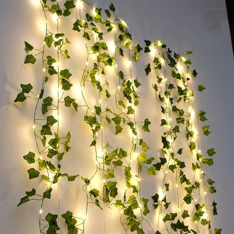 Green Leaf Fairy String Lights Artificial Vine Garland
