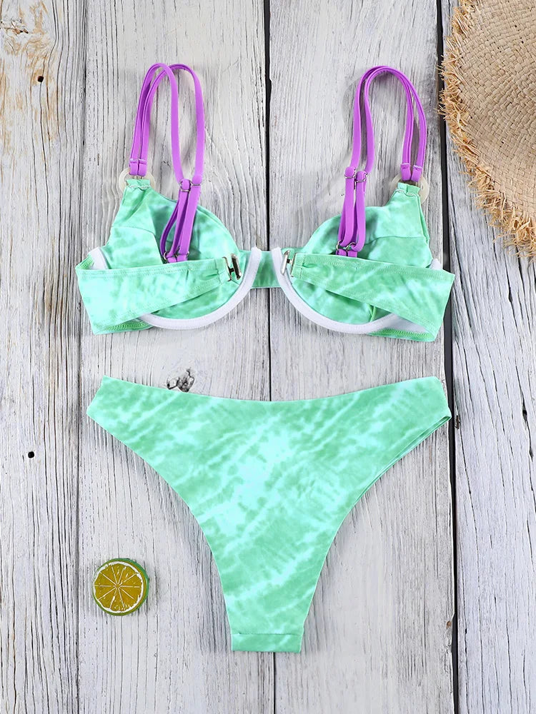 Miyouj Women's Bikini Set Push Up Bathwear 2026 Biquinis Female Swimsuits Print Two-Piece Set High Waist Bathsuits Sexy Swimwear