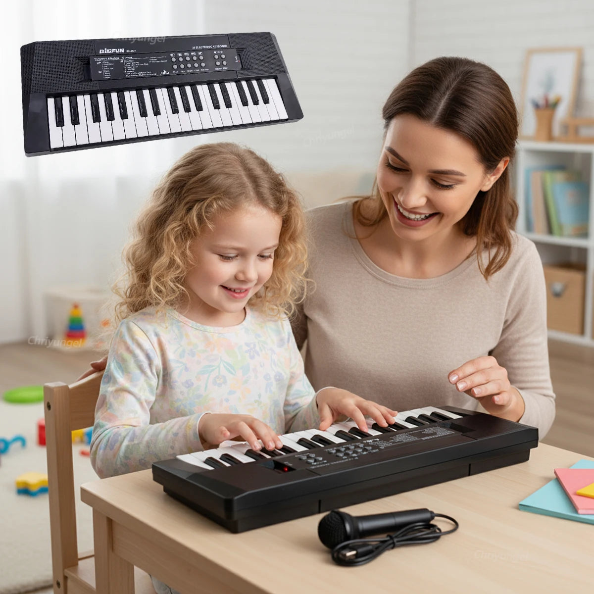 Chriyungel 37 Keys Kids Electronic Keyboard Piano with Microphone Musical Instrument Educational Toys Gift for Boy Girl Toddler