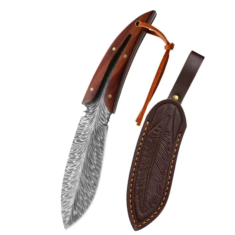 Utility Knife Barbecue Slicing Meat Fruit Fish Filleting Knife Chef Cooking Butcher Boning Knife Kitchen Knives Wooden Handle