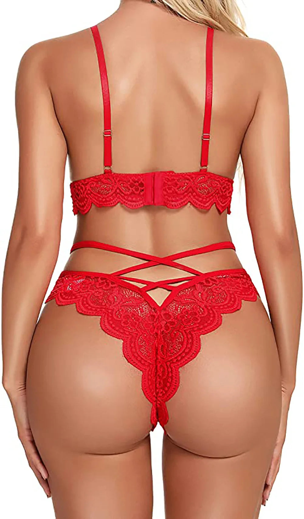 Hot Perspective Sexy Lingerie Women Lace Bra Cross Belt Brief Sets Sexy Underwear Set Erotic Lingerie Sleepwear For Woman 2022