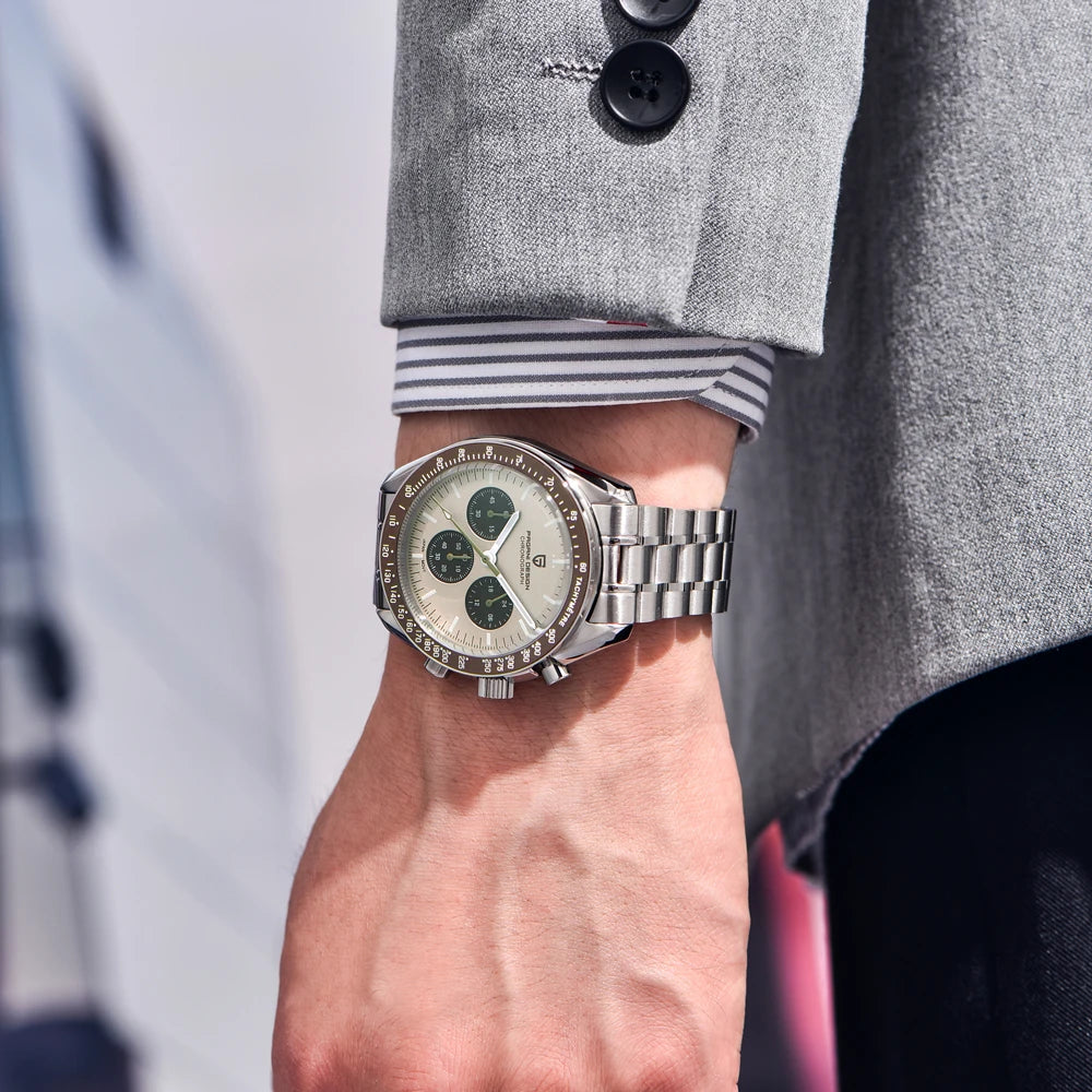 Men's Vintage Quartz Chronograph Watch Sapphire Crystal