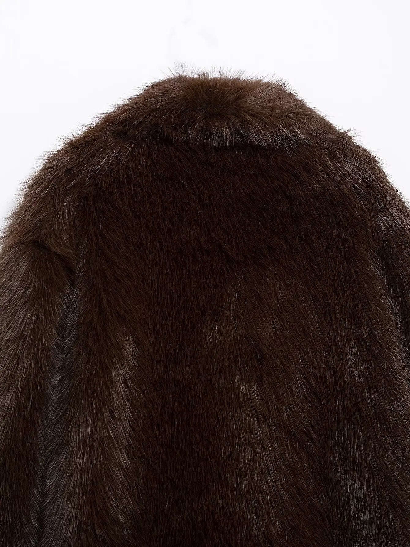 KONDALA Casual Brown Thick Fur Jackets Women Long Sleeve V Neck Autumn Winter Faux Fur Coats Fashion 2025 Streetwear Outwears