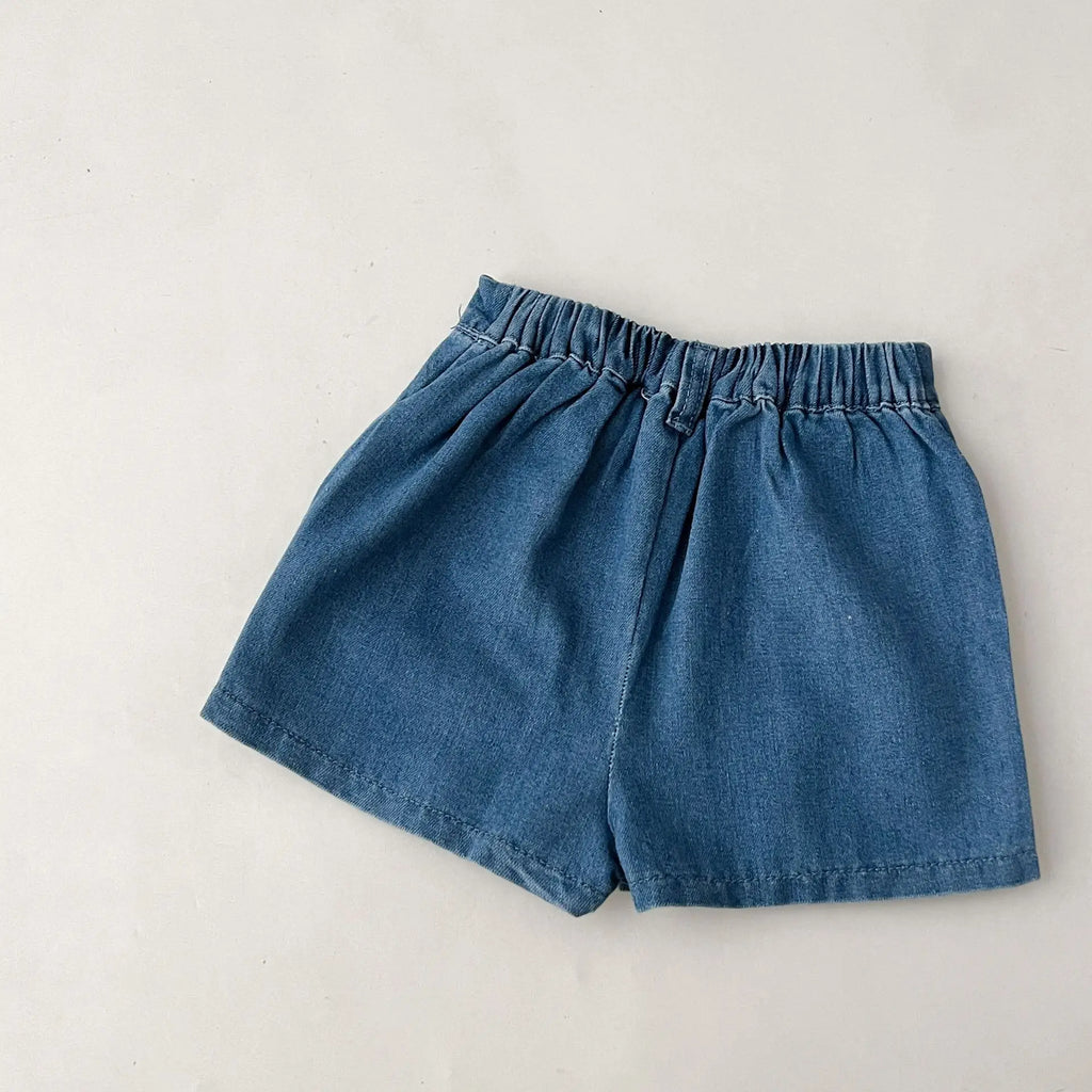 Fashionable Childrens Set Denim Top+Jeans Short Korean Version Girl Casual Sports Two-Piece Set 0-6 Year Old Childrens Cloth