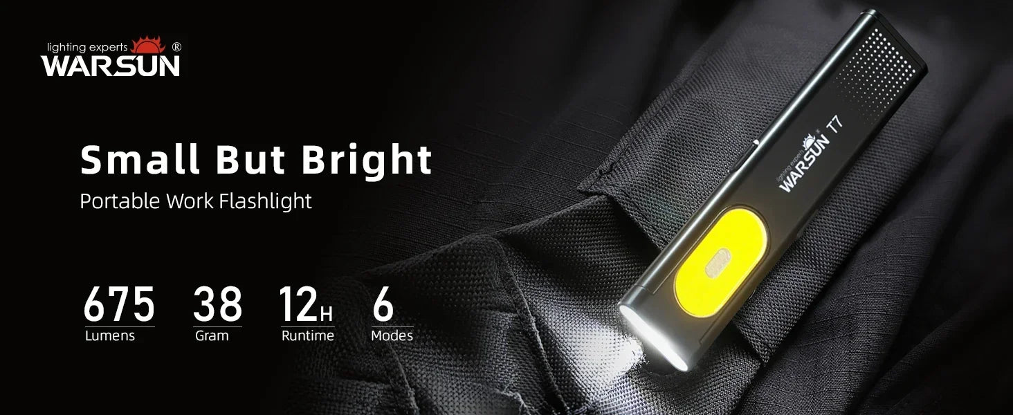 2025 New Warsun LED Keychain Flashlight USB-C Rechargeable Portable Mini Torch Light Pocket Lantern Flood Work Light With Magnet