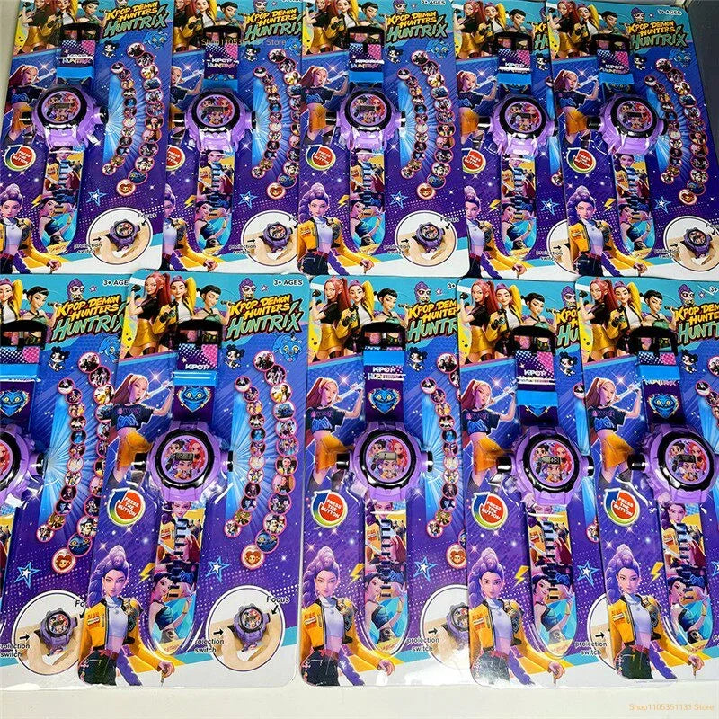 Kids Projection Watch 24 Images Cartoon Digital Electronic Wristwatch Multifunctional Toy Watch for Fans Birthday Party Favors