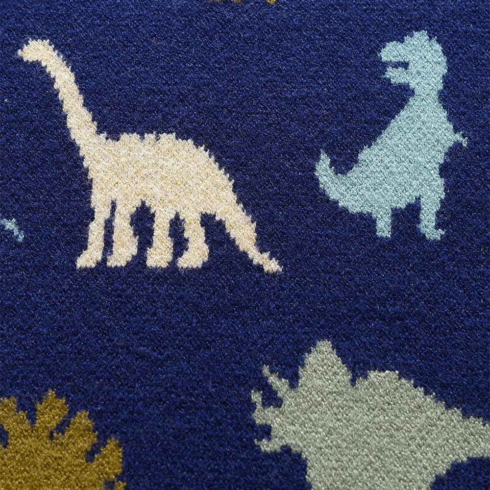 Boys' Navy Blue Dinosaur Printed Knitted Sweater 2-6Y Cute Pattern Pullover Toddler Autumn/Winter Top