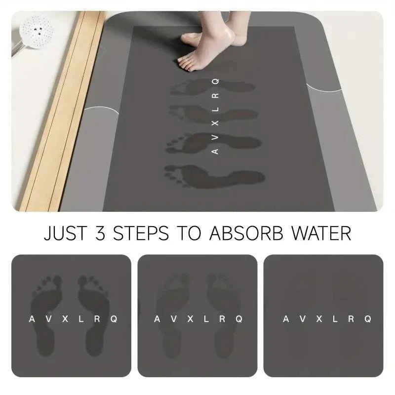 Diatomaceous Earth Bath Mat Super Absorbent Non Slip Fast Drying Soft Floor Mat for Shower Laundry Bedroom Kitchen RV Bathroom