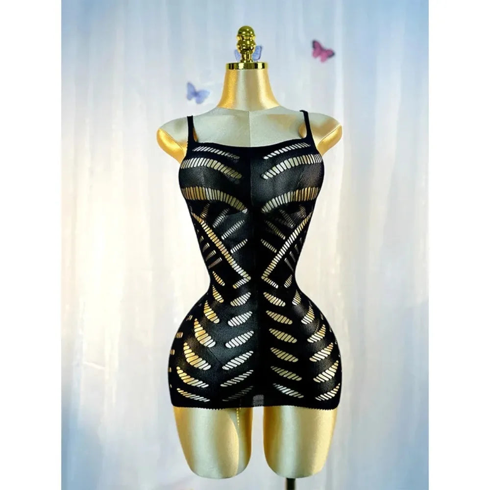 blackSexy Cover Up Hollow Out Fishnet Dress without Bikini Summer Holiday DSH602