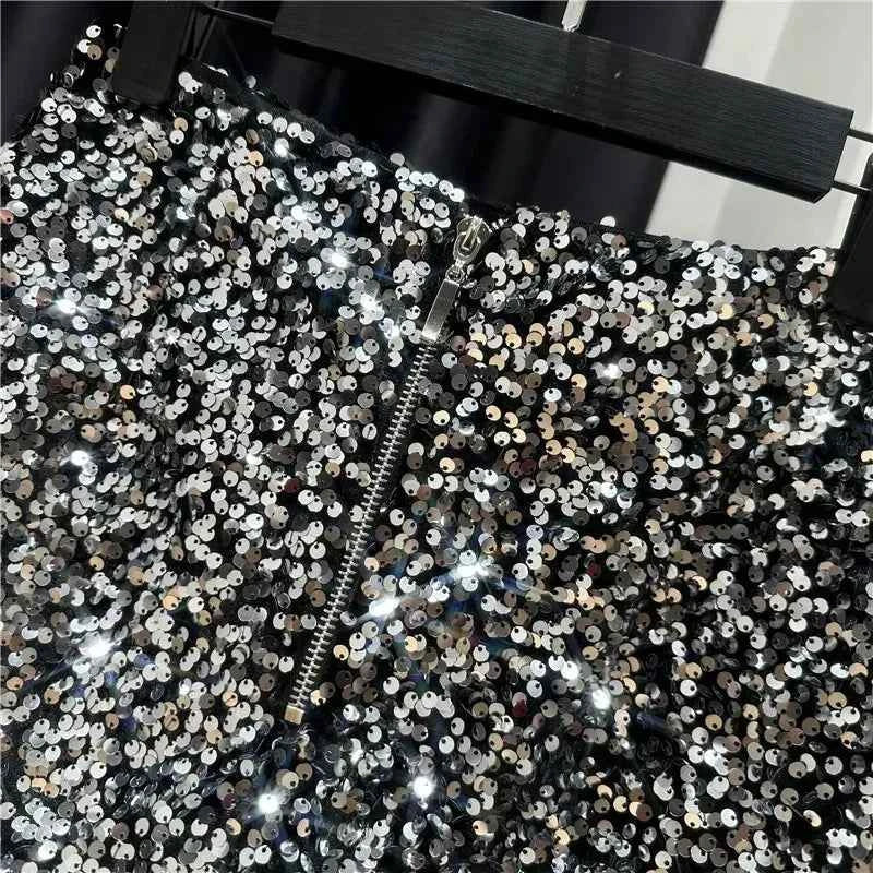 New Autumn Black Velvet Shorts Women Sequined Shiny Versatile Short Pants Clubwear Shorts Hot Pants High Street