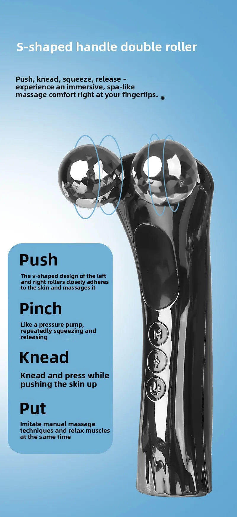 4D Roller Massage Tool Microcurrent Massager Three-dimensional Shaping Facial Neck Skin Beauty Device Handheld Electric  Adults