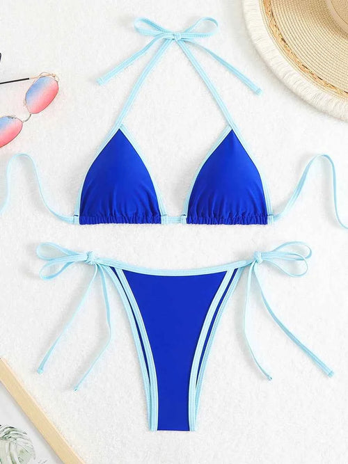 2025 Triangle Halter Bikini Sexy Brazilian Swimsuit Women String Swimwear Female Bathers Bathing Swimming Swim Suit Beachwear